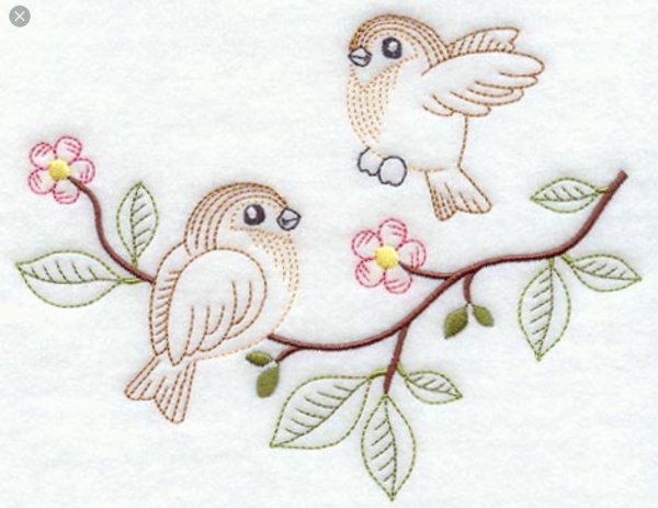 Одноцветная вышивка гладью