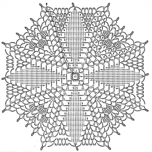 Прямоугольная салфетка крючком схема