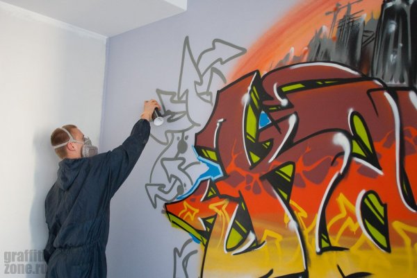 Граффити для начинающих на стене