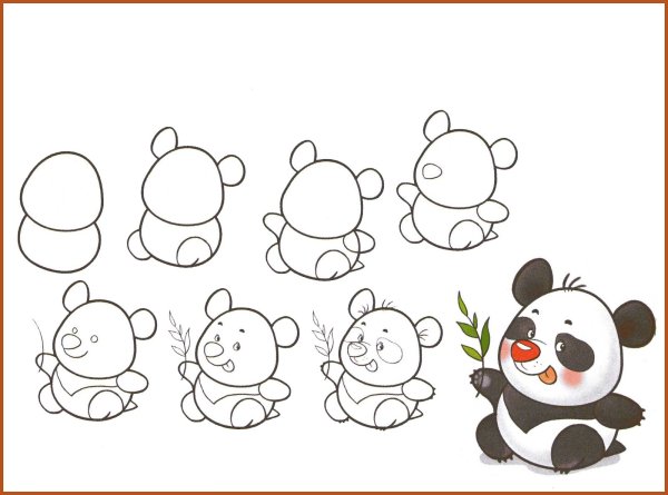 Панда рисунок для детей легкий