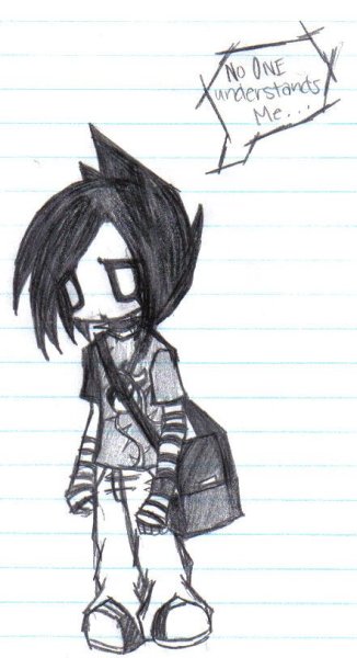 Эмо нарисованный карандашом