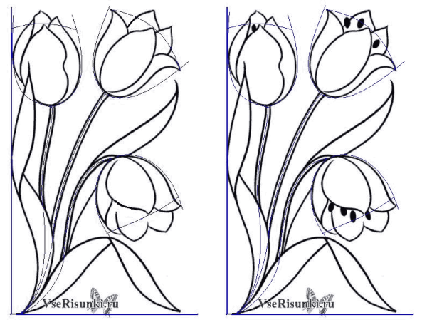 Пошаговое рисование тюльпана для детей
