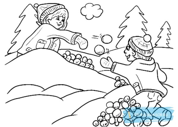 Раскраска. Зимние забавы