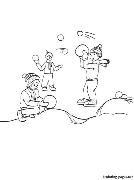 Игра в снежки рисунок