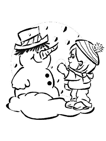 Игра в снежки раскраска