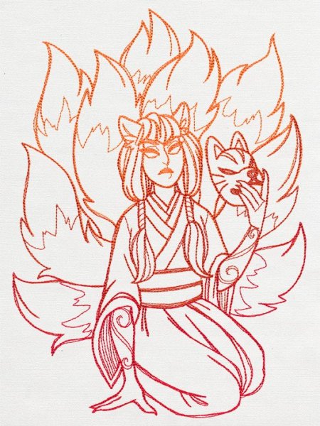 Раскраска Кицунэ лиса