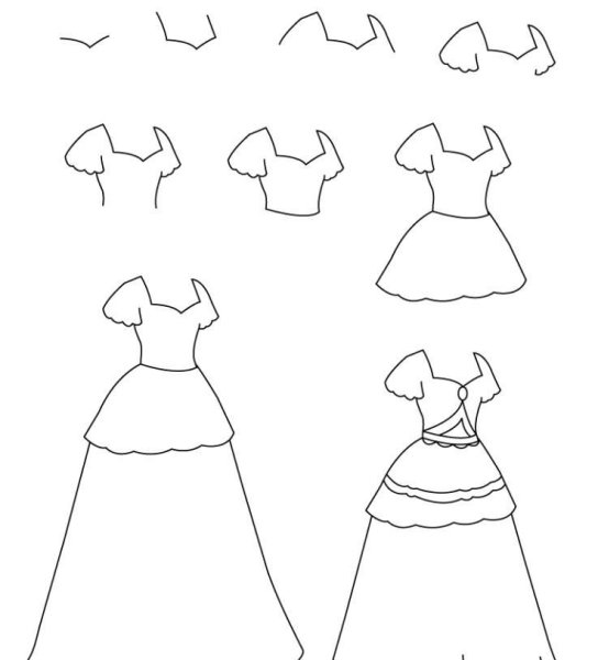 Рисунки карандашом платья для начинающих