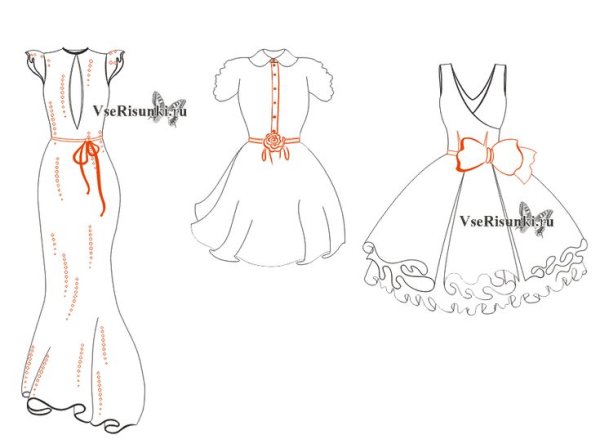 Рисунок платья карандашом для срисовки