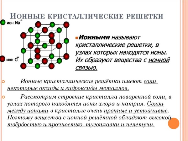 Строение ионной кристаллической решетки