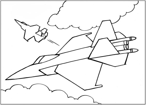 Военный самолет карандашом