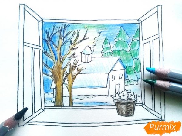 Набросок вид из окна