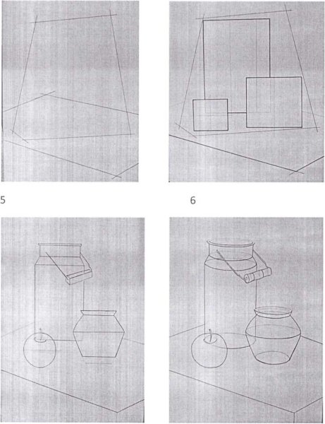 Линейно-конструктивный рисунок предмета сложной формы