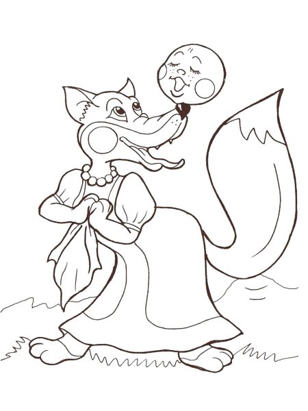 Раскраски для детей по сказке Колобок