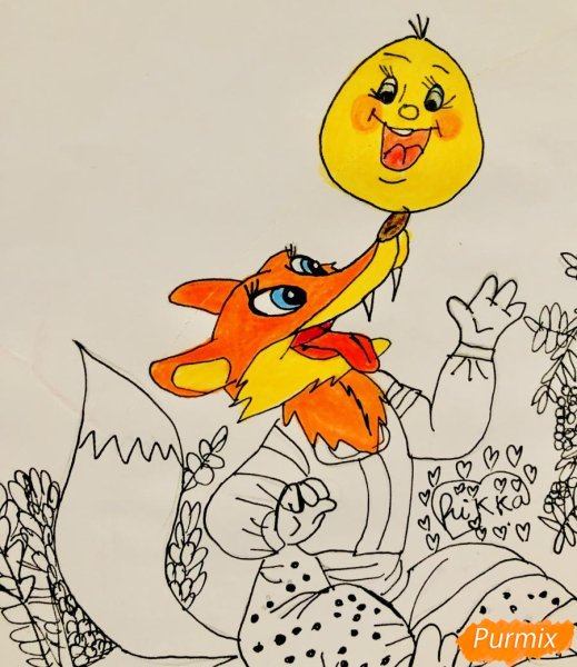 Лиса из колобка раскраска