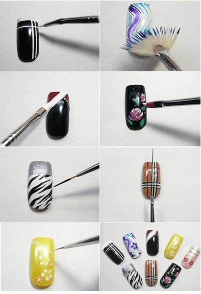 Узоры кистью на ногтях