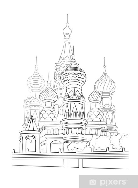 Храм Василия Блаженного Москва рисунок