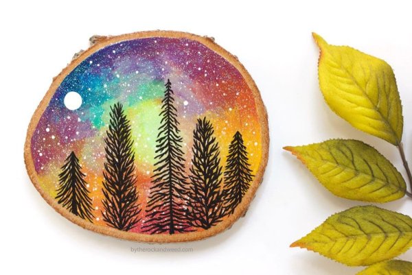 Рисование на спилах дерева для детей