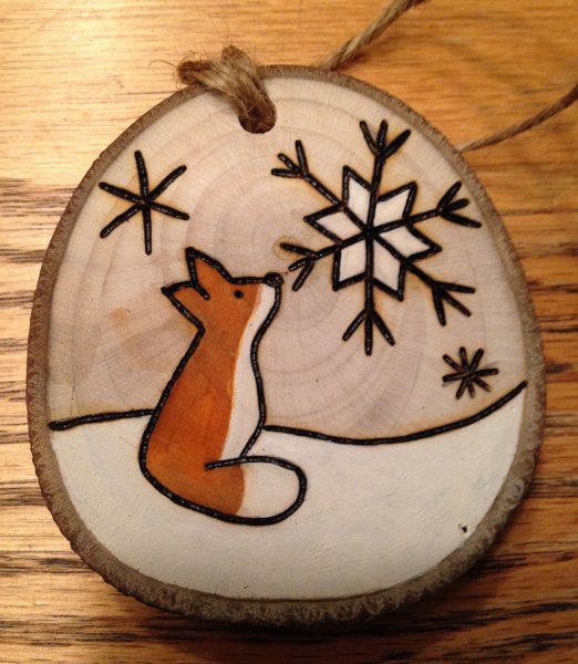 Выжигание на спилах на новый год