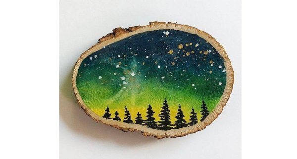 Рисование на спиле дерева