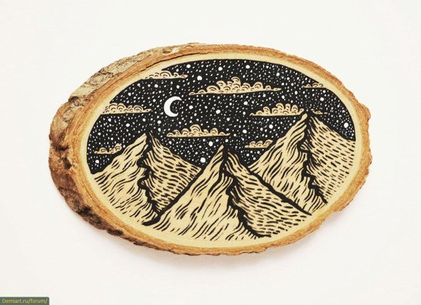 Выжигание на срезе дерева