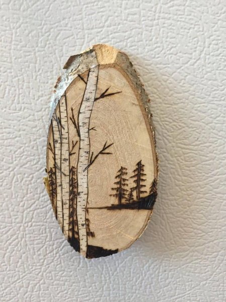 Пирография на срезе дерева