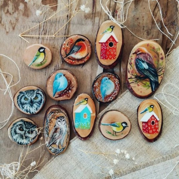 Рисование на деревянных спилах