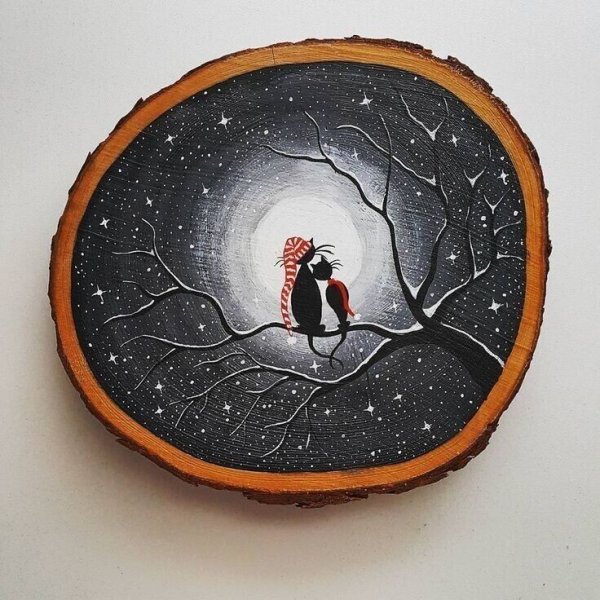 Живопись на спиле дерева