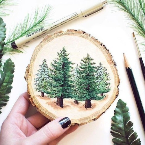 Рисование на спиле дерева