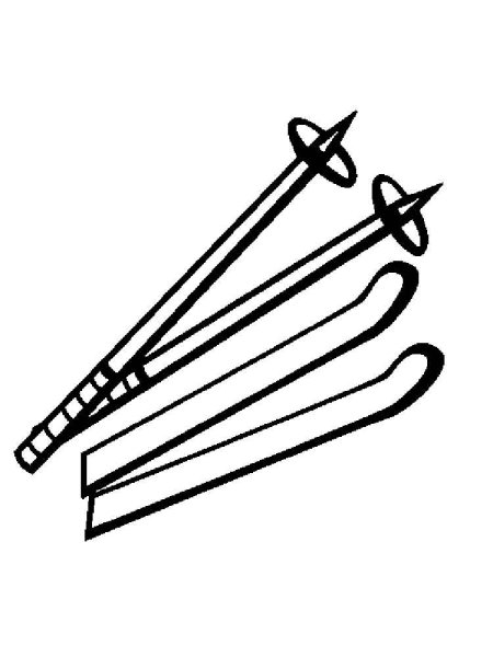 Лыжи раскраска для детей