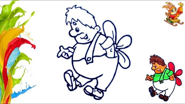 Разукрашка Карлсон и малыш