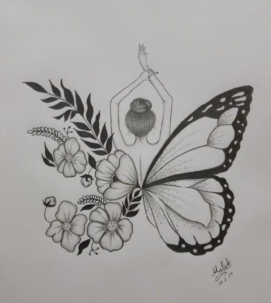 Бабочка карандашом