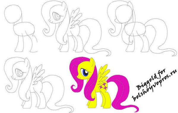 Поэтапное рисование пони Флаттершай