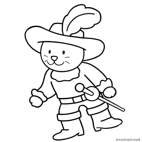 Кот в сапогах черно белый