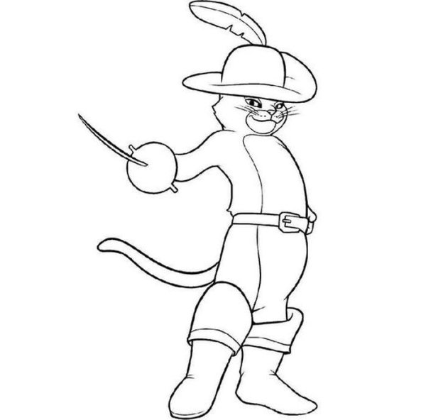 Кот в сапогах раскраска для детей