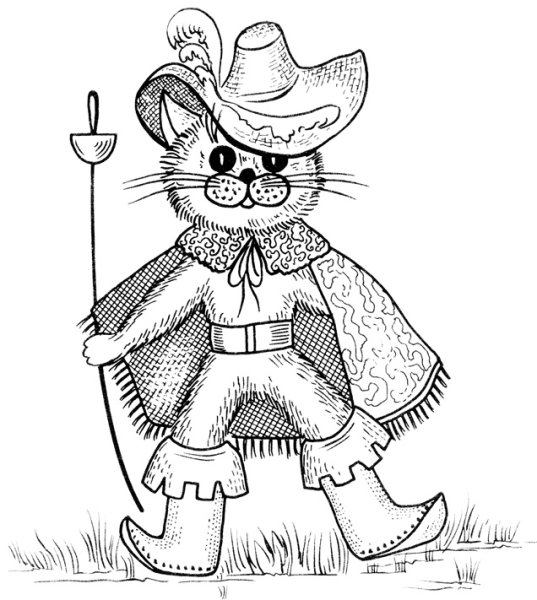 Кот в сапогах трафарет