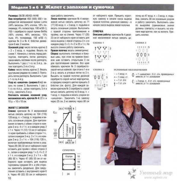 Узоры спицами со схемами для жилетки женской