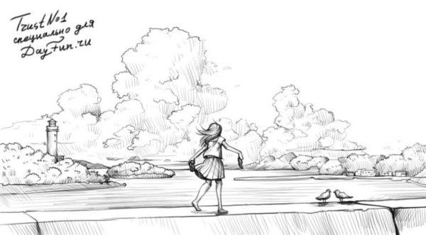 Пейзаж карандашом для срисовки