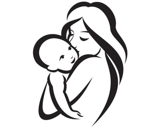 Силуэт мамы с ребенком на руках