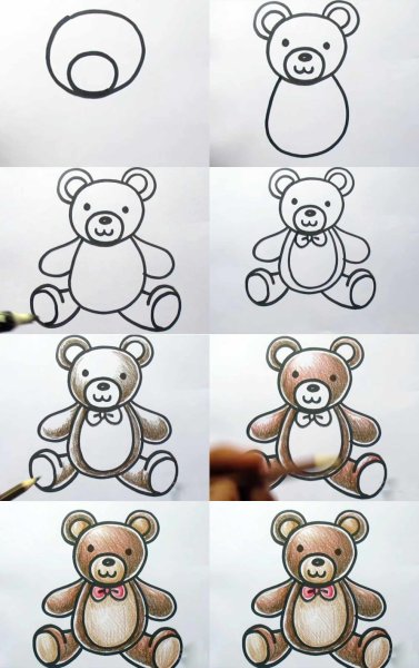 Поэтапное рисование медведя для детей