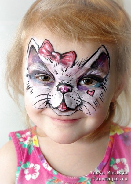 Аквагрим котенок для девочки