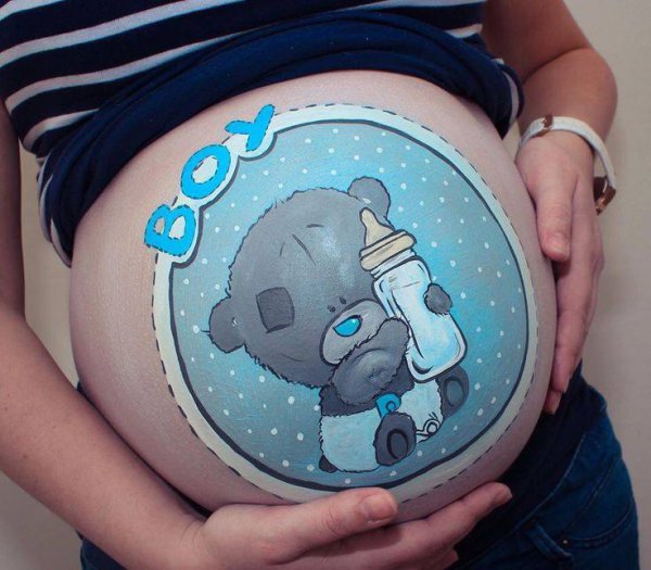 Рисунки на беременном животе девочка