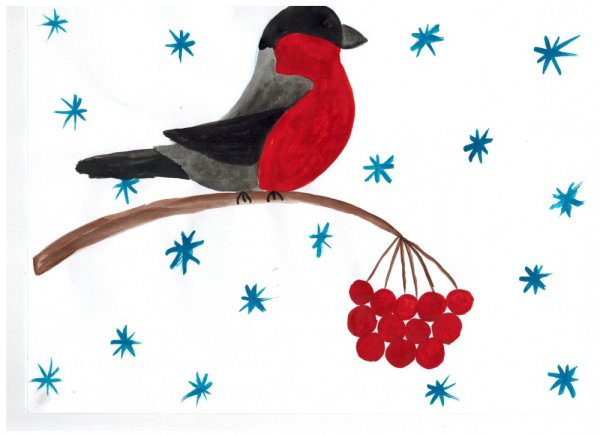 Рисование с детьми Снегирь