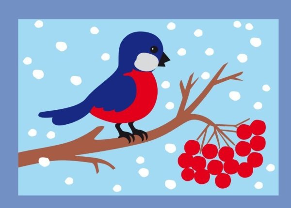 Снегирь красками для детей