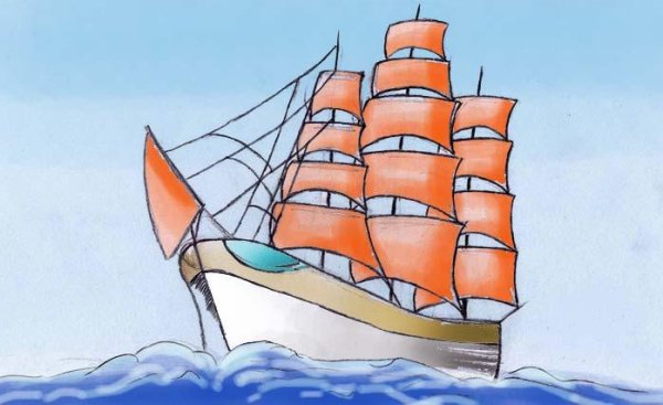 Корабль Алые паруса раскраска