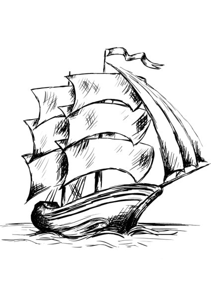 Уроки рисования корабль