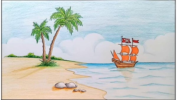 Корабль карандашом