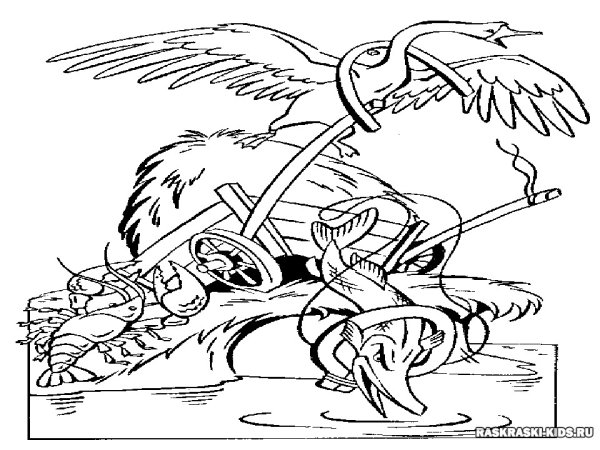 Раскраска лебедь щука