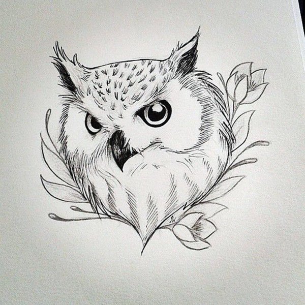 Сова тату эскиз