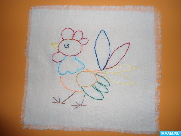 Вышивка салфетки тамбурным швом