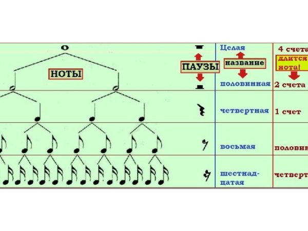 Схема длительности нот